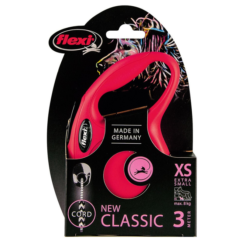 Laisse Corde 3m Classic Rouge XS Chien FLEXI