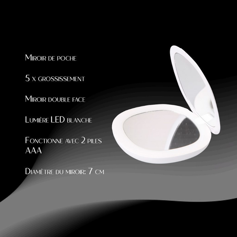 Double Miroir de poche Lumière LED