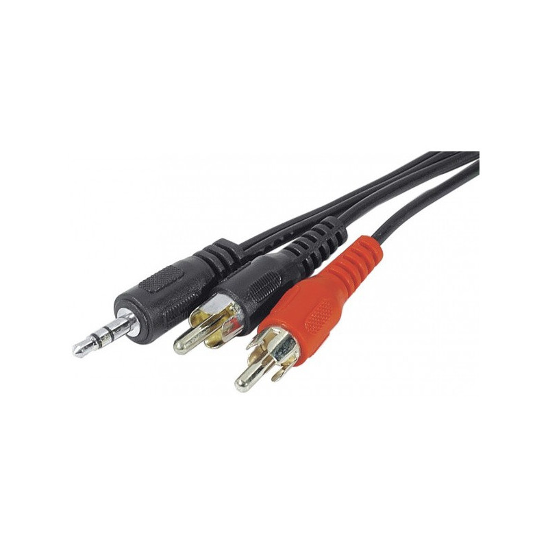 Câble audio RCA Jack 3,5mm x2 5m Noir - EXERTIS CONNECT - CAB_JACK_2RCA_M_5M