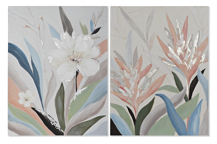 Toile peinture fleurs 80 cm x 80 cm - tableau - toile - décoration murale -  mur - déco
