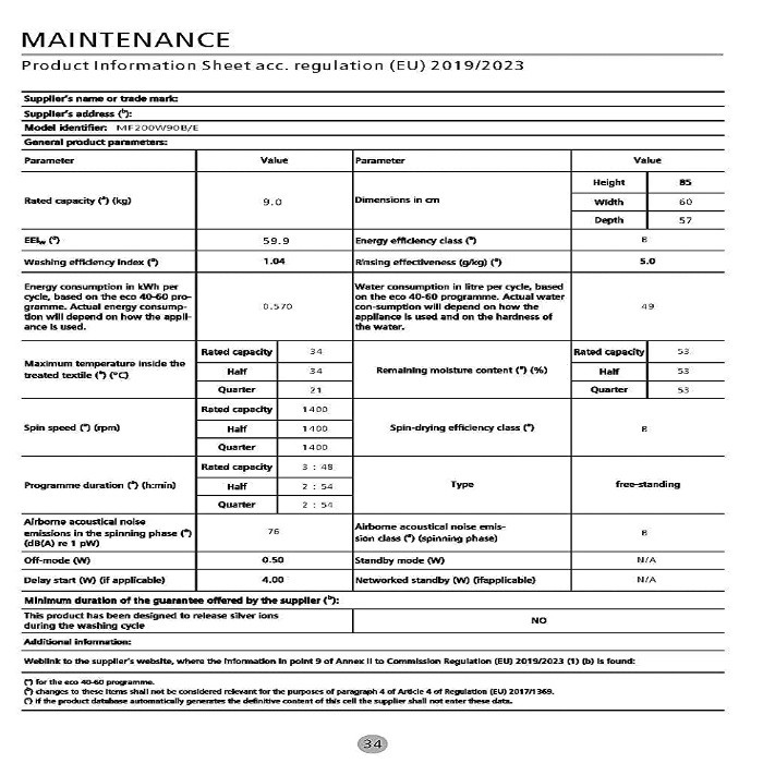 Machine à laver 8Kg - MIDEA - MF200W80B/W-RE 