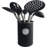 Porte Set d'Ustensiles de cuisine 7 pièces Noir Mat EXCELLENT ARTICLES MENAGERS - C80652210