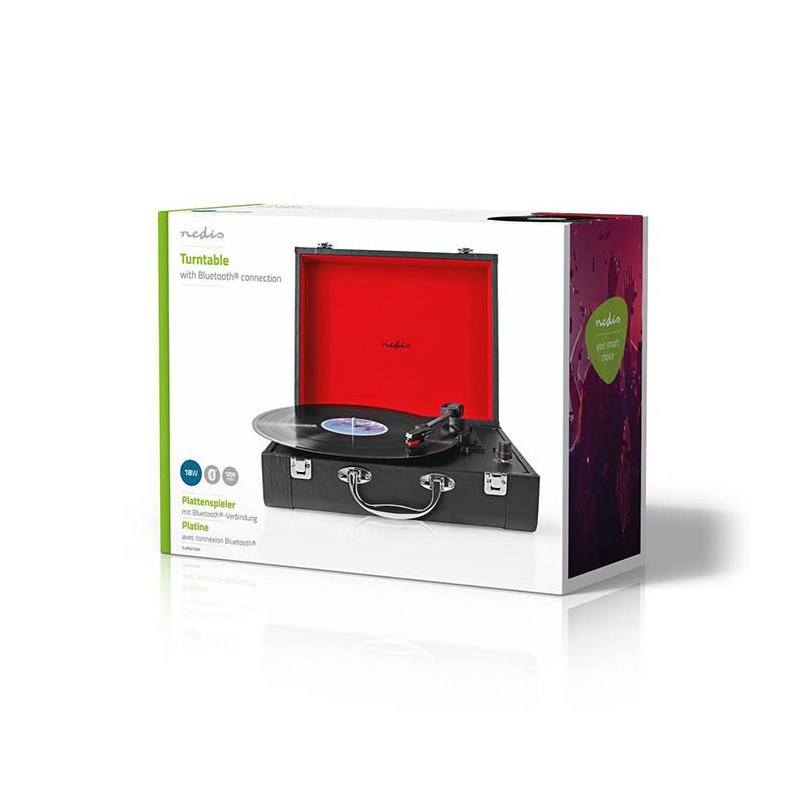 Platine vinyle 18W Bluetooth Rouge/Noir - NEDIS - TURN210BK