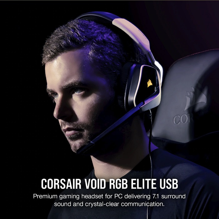 Casque Corsair gaming premium sans fil VOID RGB ELITE avec son surround 7.1  - Blanc