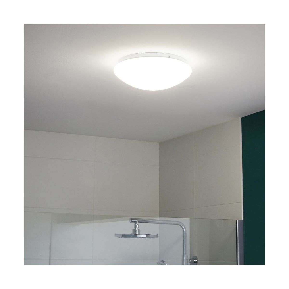 Applique murale ou plafond salle de bain IP44 2 spots lumières diffeurs  verre blanc socle miroir