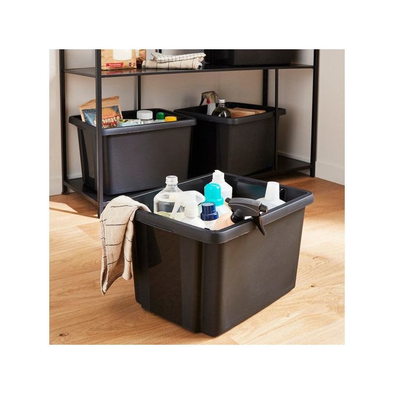 Boite de rangement empilable superposable de 26 L, noir