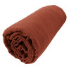 Drap housse double en gaze de coton terracotta 160x200 cm Gaia