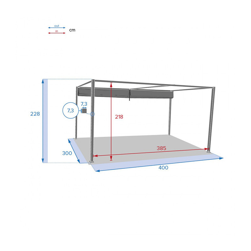 Tonnelle rétractable Palmeira 3x4M ardoise