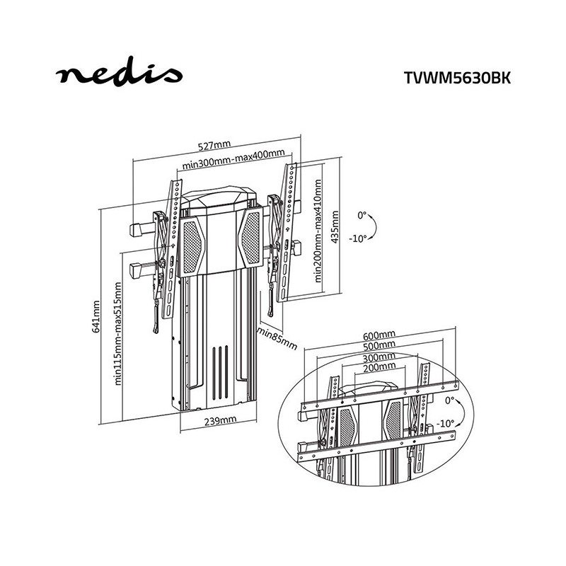 Support Mural Vertical pour TV 37-60" - NEDIS - TVWM5630BK