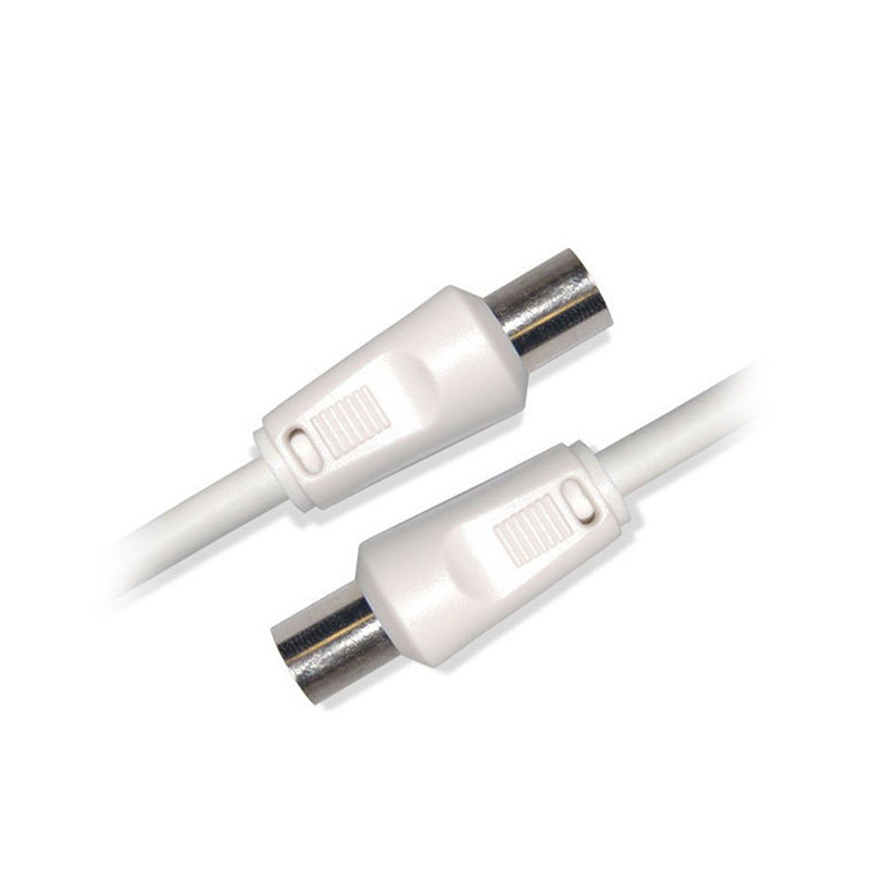 Câble Coaxial mâle/mâle 9,52mm + 1 adaptateur coaxial Blanc - D2 DIFFUSION - VD2COAX300