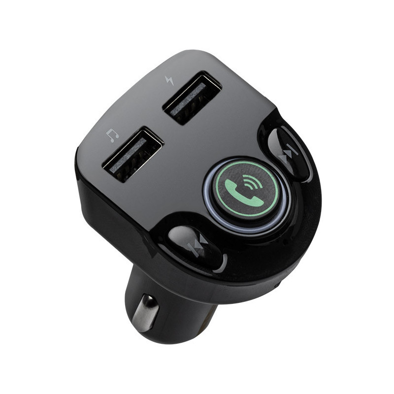 Chargeur Voiture Double USB A+A avec Transmetteur FM Noir - BIGBEN - CAC2USBAFMB