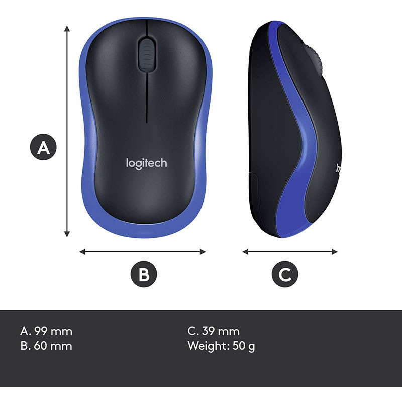 Souris sans fil M185 Bleu - LOGITECH - SOU_LOG_M185_BLUE