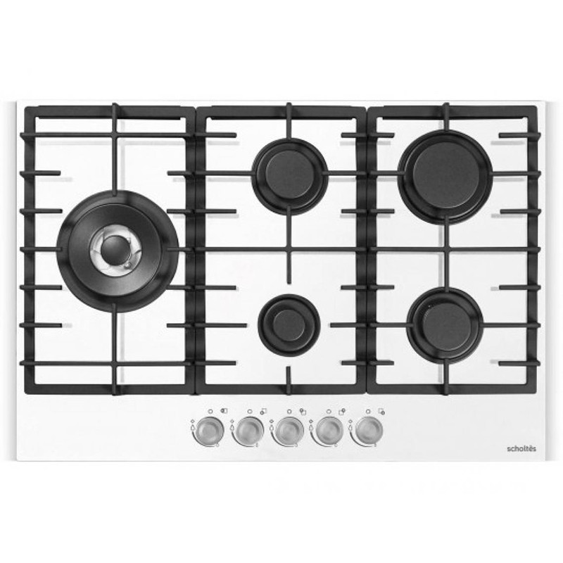 Plaque de cuisson à Gaz 5 foyers 10000W Blanc - SCHOLTES - SOTG1730W 