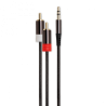 Câble Jack 3,5mm Mâle vers 2 RCA Mâle Nylon 1,5m Noir - RADIOLA - IO4004