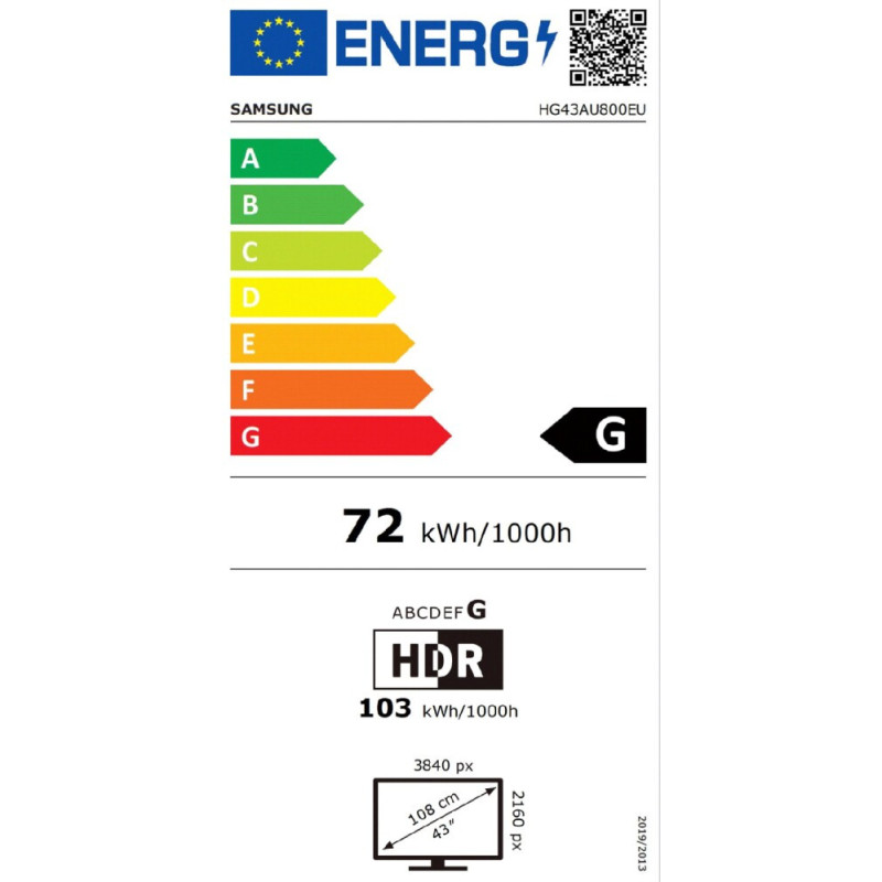 TV - LED - SAMSUNG - 109 cm - 4K - 50/60Hz - - HG43AU800EUXEN