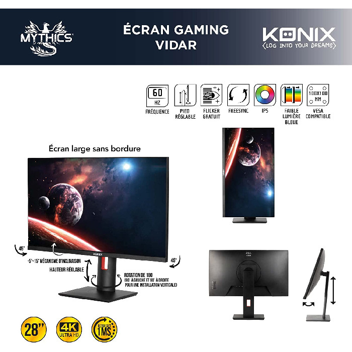 Ecran Gaming 4k 28'' Vidar - PC