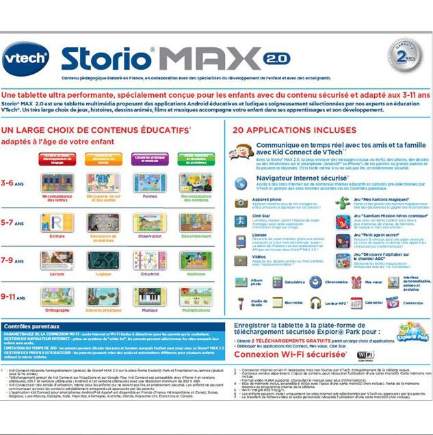 VTECH - Console Storio Max 2.0 5 Bleue - Tablette Éducative