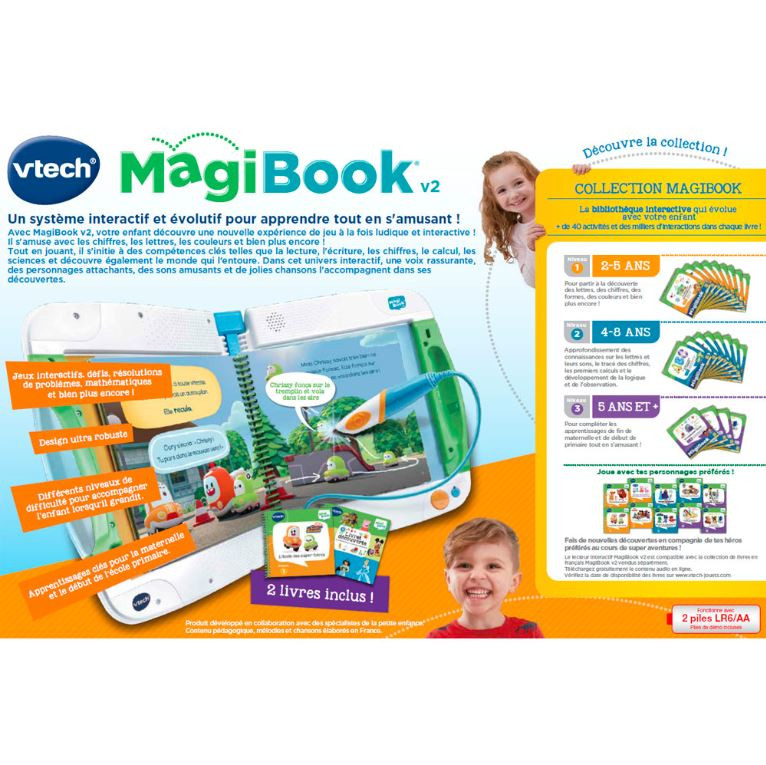 VTECH MagiBook bleu et vert Lecteur interactif + livre jeu de 16