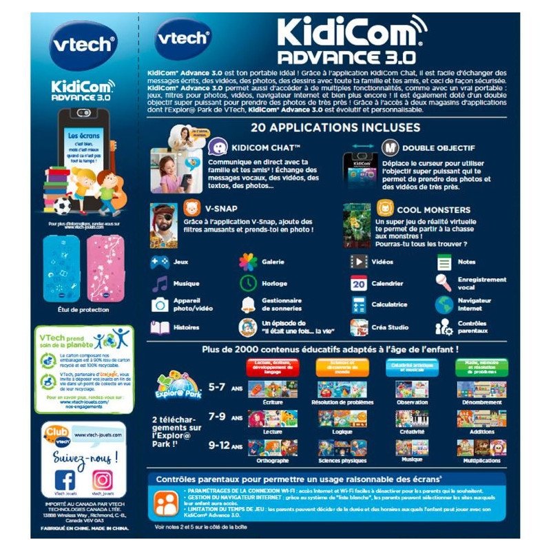 KidiCom Advance 3.0 noir VTECH - Dès 6 ans