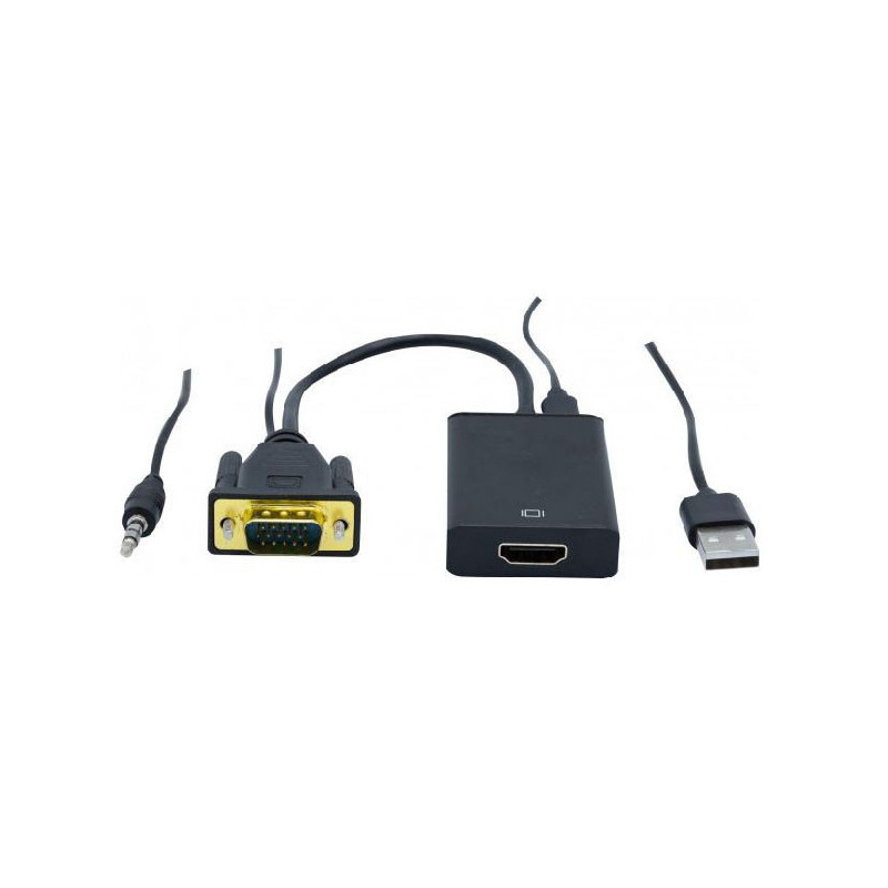 Adaptateur VGA + audio Jack vers HDMI 17cm Noir - CAB_VGA+AUDIO_HDMI