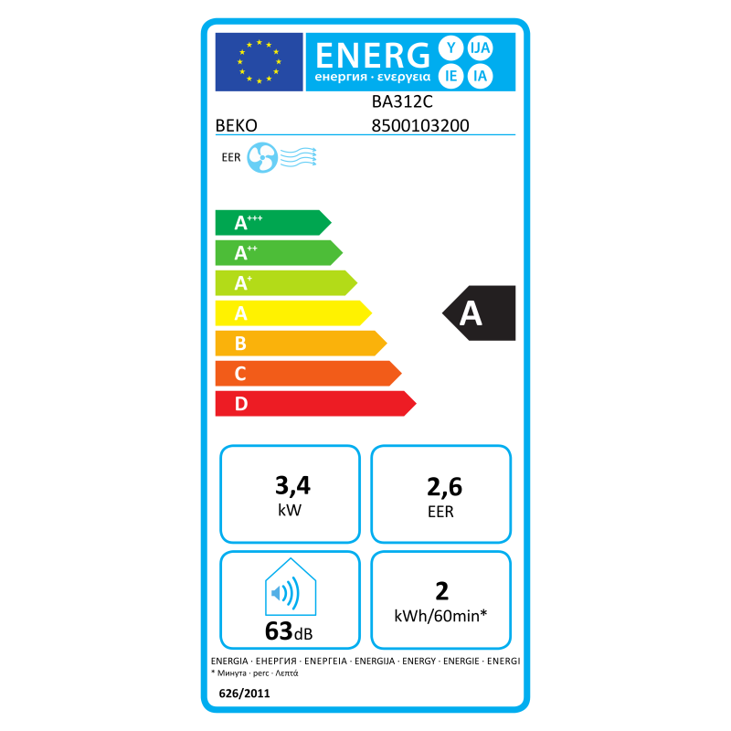 Climatiseur froid Monobloc Blanc - BEKO - BA312C