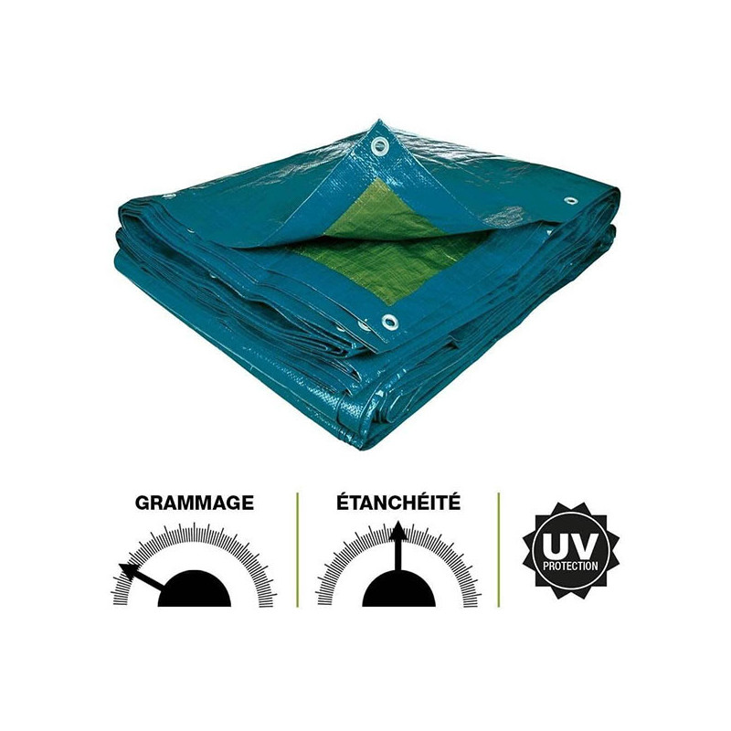 Bâche Multi Usages 6x10cm Bleu/Vert - TERRE JARDIN - 0067,