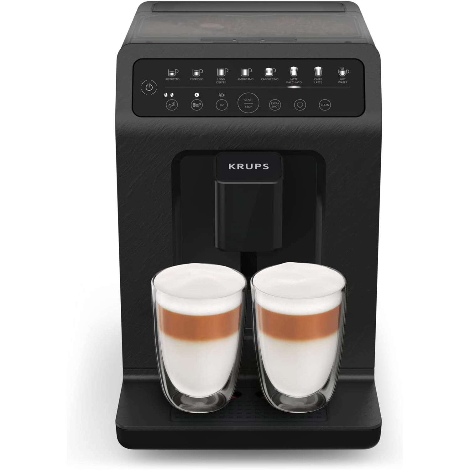 Krups Evidence Machine à café, Broyeur à grain, Cafetière expresso,  Cappuccino, Espresso, 15 boissons, 2 tasses simultanées, Pot à lait EA891810