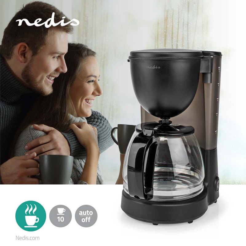 Machine à café 10 tasses 1.25L 750W Noir - NEDIS - KACM150EBK