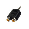 Adaptateur Jack 3,5mm Mâle vers 2 RCA Femelle Noir - APM - 422024