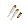 Câble satellite Fiche F Mâle/Mâle Blanc 5m + adaptateur Blanc - APM - 409006