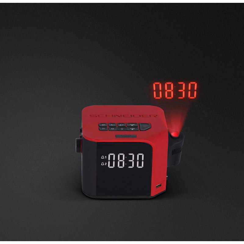 Radio Réveil Charge Luna Double Alarme Digital Rouge - SCHNEIDER - SCCG360ACLRED