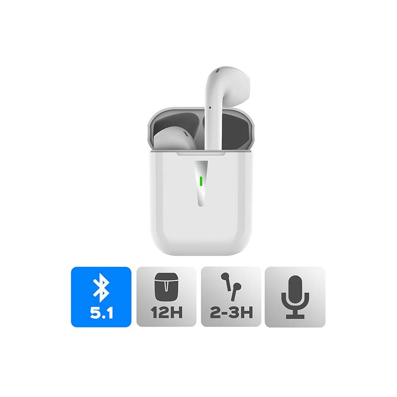 Ecouteurs GEEK MONKEY TWS MINI - Bluetooth - avec Boitier de Charge LED -  Blancs