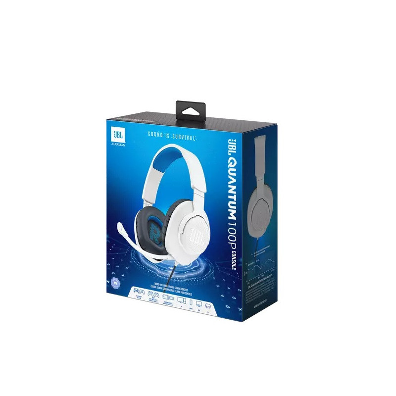 Casque Gaming Quantum 100P Console Blanc/Bleu - JBL - JBLQU100PWHTBLU