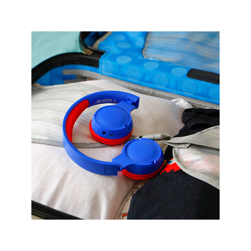 Casque Kids Bluetooth 5.1 + Micro Bleu/Rouge - AKASHI - ALT30607