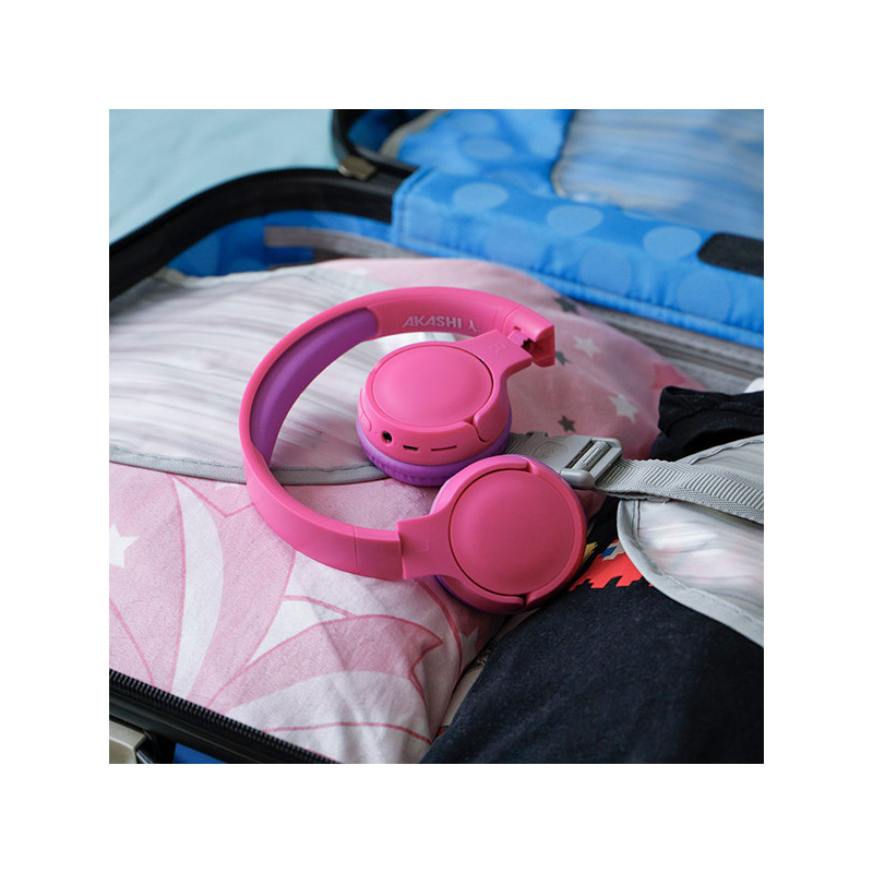 Casque Kids Bluetooth 5.1 + Micro Rose/Violet - AKASHI - ALT30614