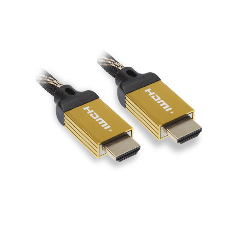 Câble HDMI 4K Ethernet Mâle/Mâle 1.80m Noir/Doré - APM - 590465