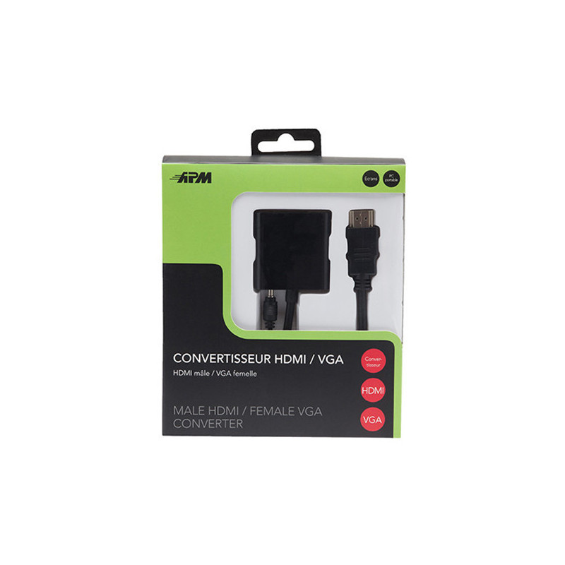 Convertisseur HDMI Mâle vers VGA Femelle Noir - APM - 590472