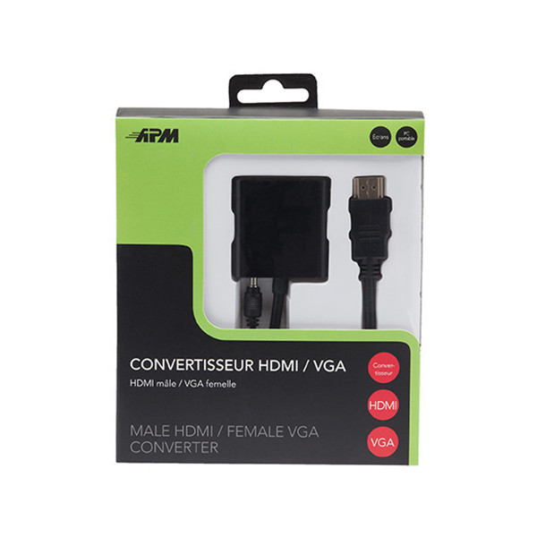 APM Convertisseur HDMI Mâle / VGA Femelle 10cm Noir 590472