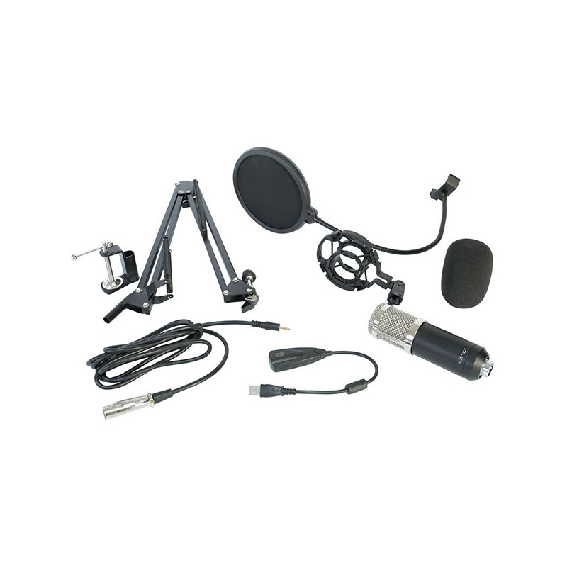 Microphone USB Condensateur pour Enregistrement/Streaming/Podcast Noir - IBIZA SOUND - STM200-PLUS