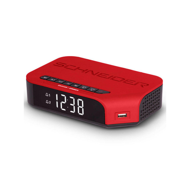 Radio-réveil double alarme Viva Rouge - SCHNEIDER - SCCG310ACLRED