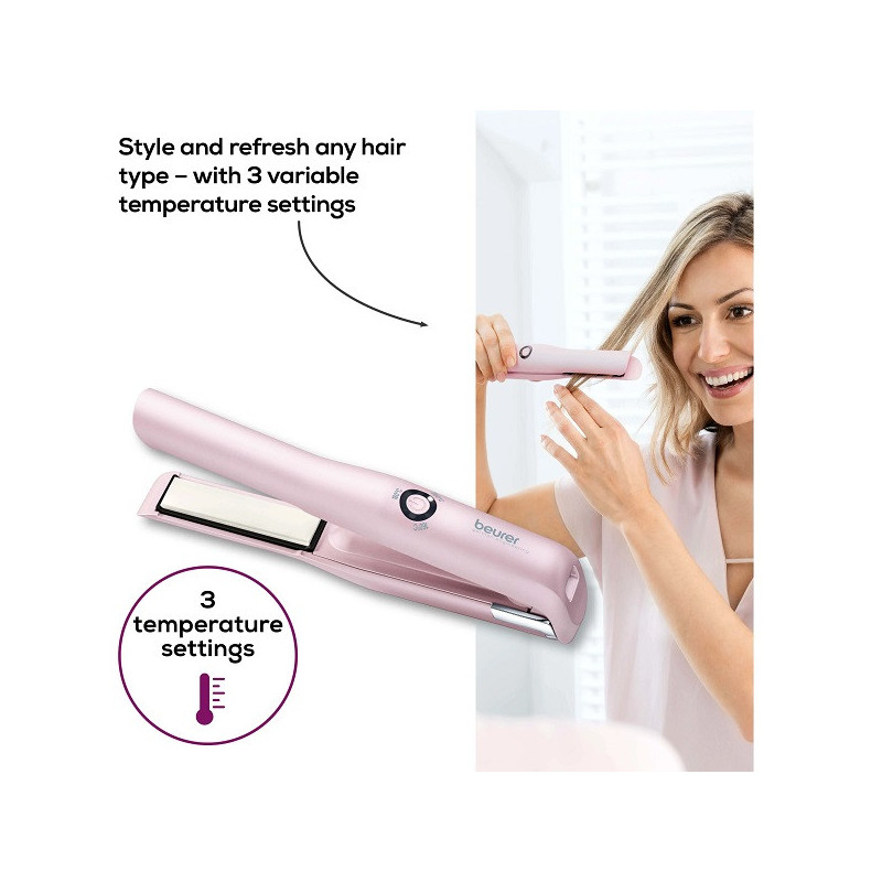 Lisseur à cheveux sans fil Rechargeable HS 20 New Rose - BEURER - HS20MINI