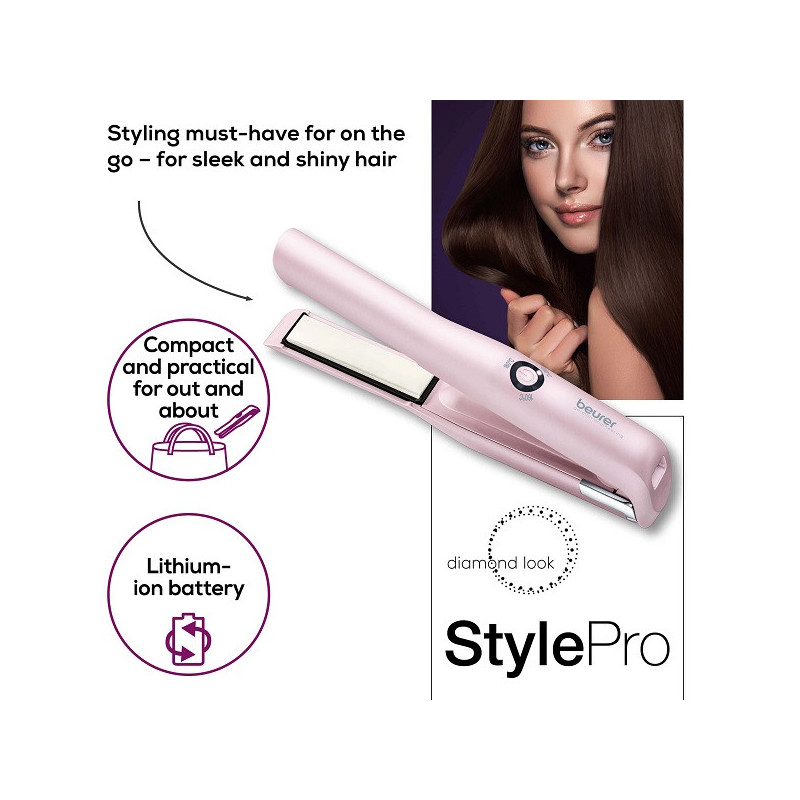 Lisseur à cheveux sans fil Rechargeable HS 20 New Rose - BEURER - HS20MINI