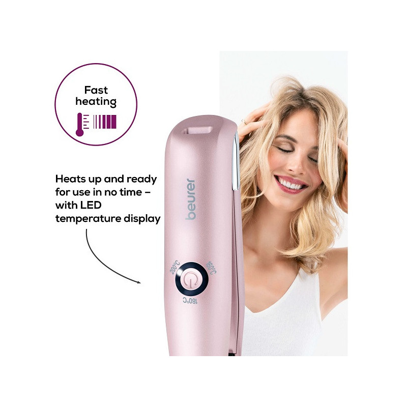 Lisseur à cheveux sans fil Rechargeable HS 20 New Rose - BEURER - HS20MINI