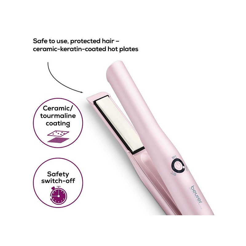 Lisseur à cheveux sans fil Rechargeable HS 20 New Rose - BEURER - HS20MINI