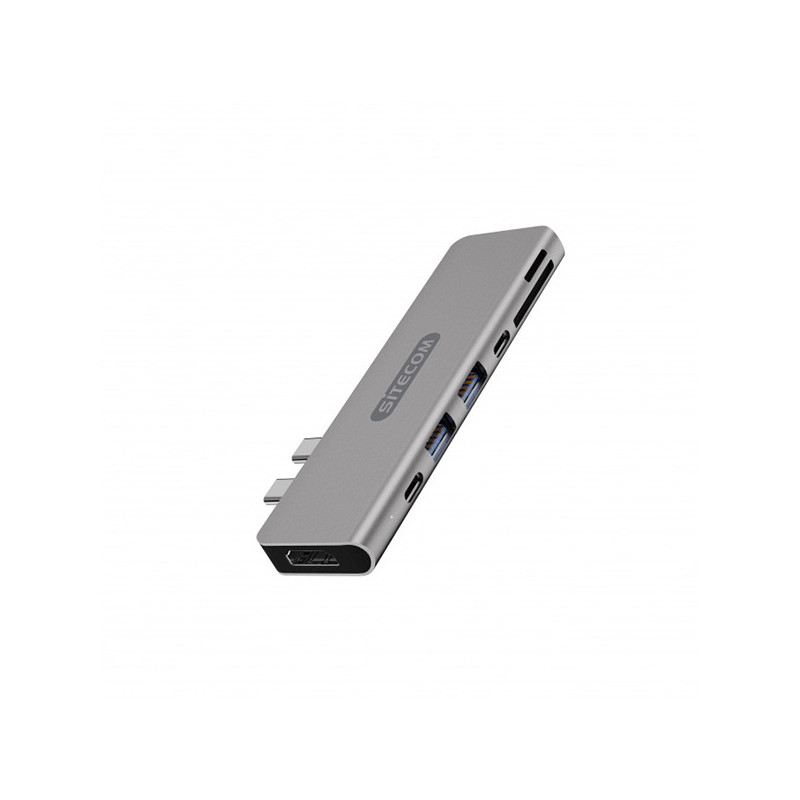 Adaptateur Multiport Dual USB-C PD pour Apple/MacBook Pro CN-391 Gris - SITECOM - 00191230