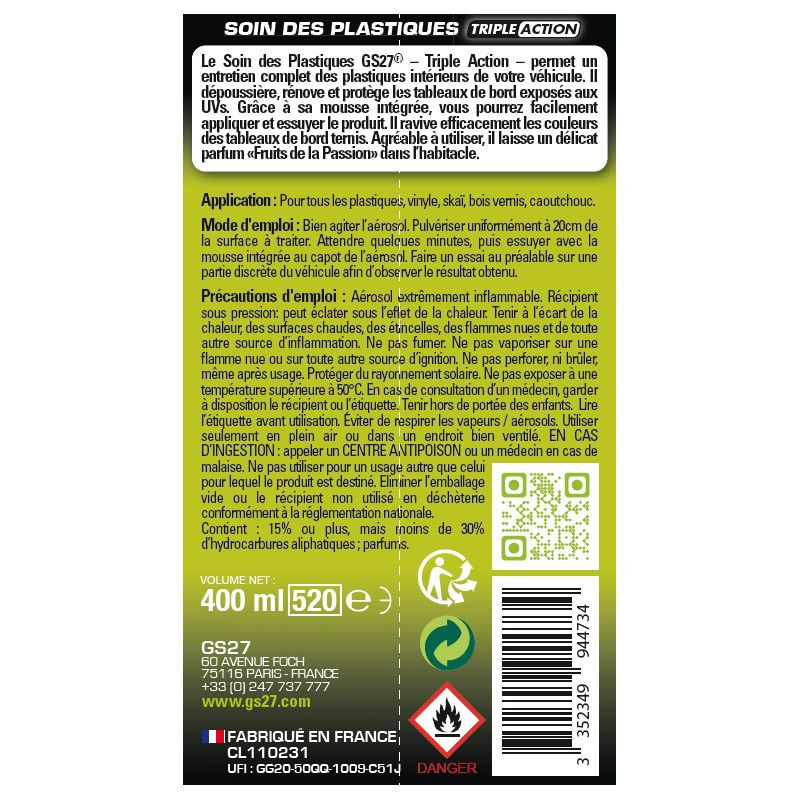 Soin des Plastiques Triple Action 400mL - GS27 - CL110231