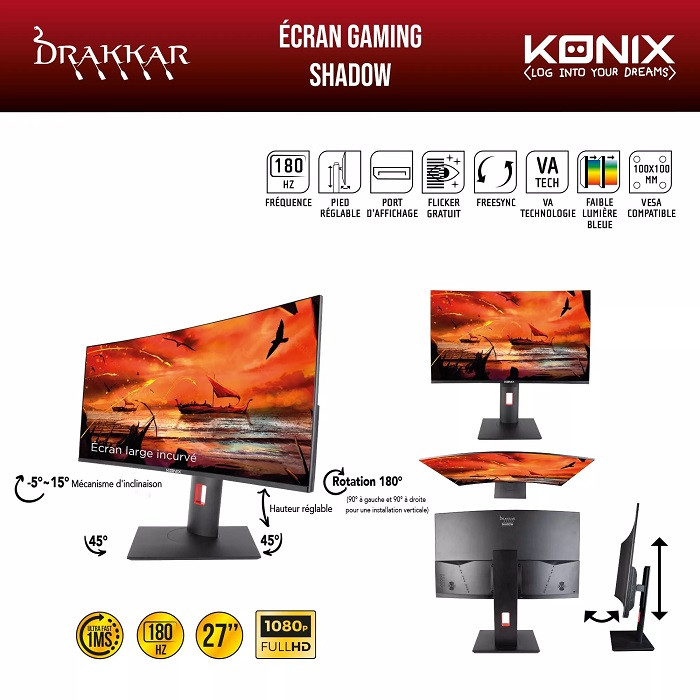 Ecran PC Gaming My Vidar 28 Mythics 4K Noir - KONIX - 78451119020 