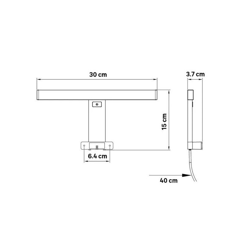 Spot à Fixer sur Miroir LED Slim L30cm Chrome - ELEA