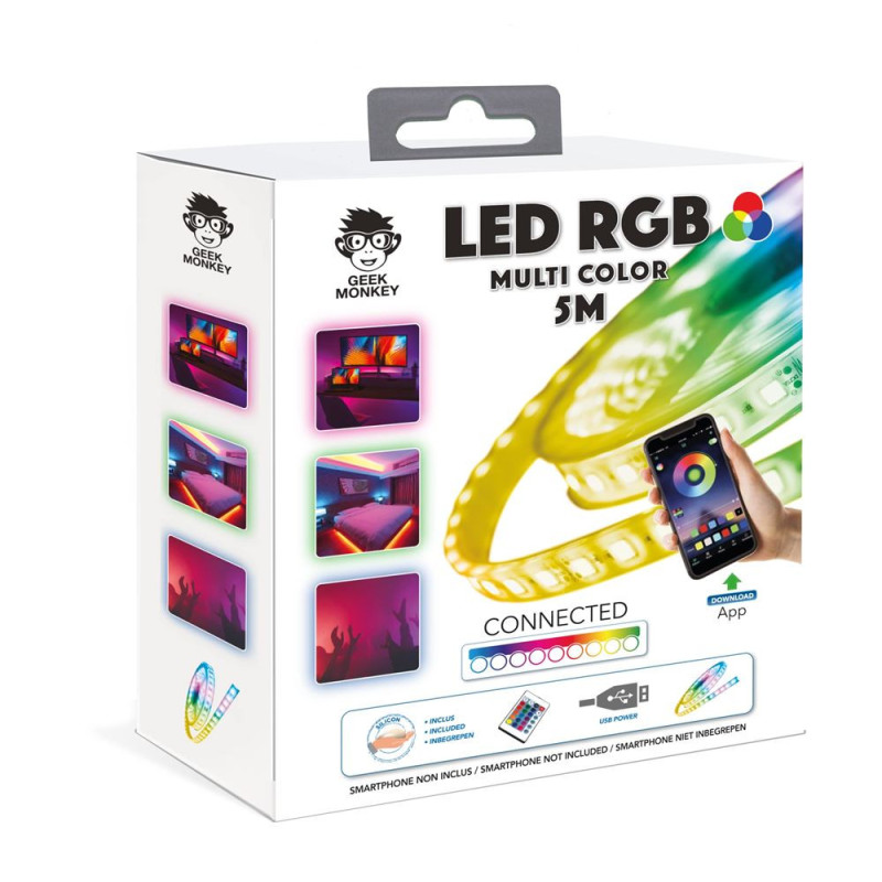 Ruban LED RGB Gaming Edition Connected 5m - GEEK MONKEY - GM431