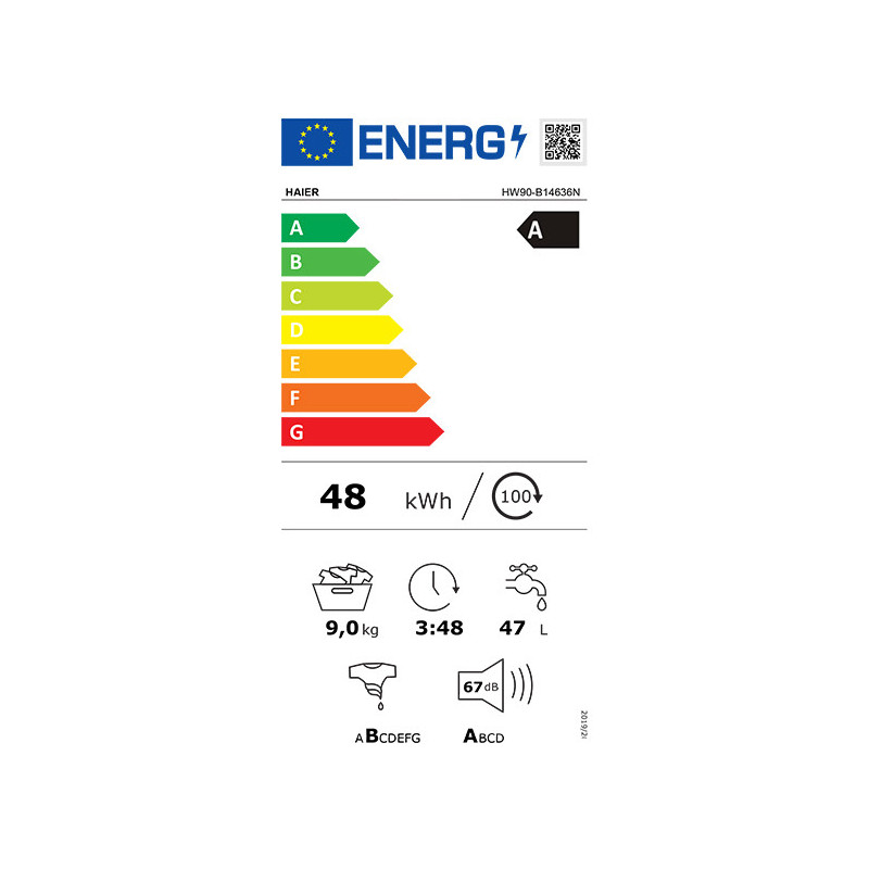 Lave-linge Série 636 9Kg Noir/Blanc - HAIER - HW90-B14636N-FR